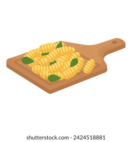 Italian gnocchi vector illustration logo on cutting board