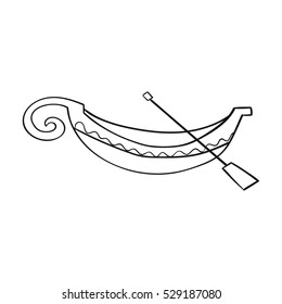Italian gondola icon in outline style isolated on white background. Italy country symbol stock vector illustration.
