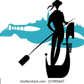 Italian gondolier. Vector illustration