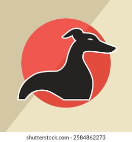 Italian Greyhound Silhouette, Minimalist Design, Red and Beige, Pet Lovers' Decor