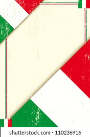 Italian grunge letter. A poster with an italian flag