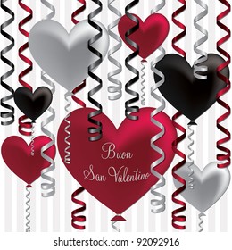Italian Happy Valentine's Day balloon card in vector format.