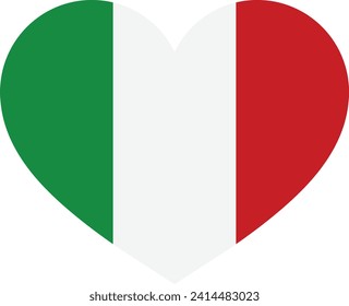 Italian heart icon . Italian flag heart icon vector . Italy flag in heart