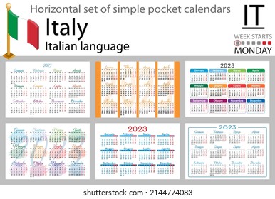 Italian Horizontal Pocket Calendar 2023 Two Stock Vector (Royalty Free