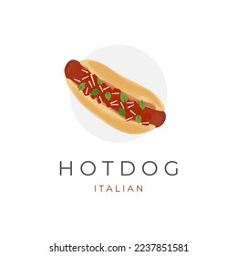Italian Hot Dog Illustration logo