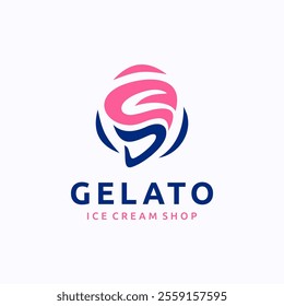 Italian ice cream logo design template. Minimalist ice cream shop creative vector symbol.
