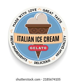 Italian ice cream logo. Vintage label with Gelato sign for shop, restaurant , cafe and bar.