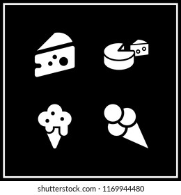 italian icon. 4 italian vector set. ice cream and cheese icons for web and design about italian theme
