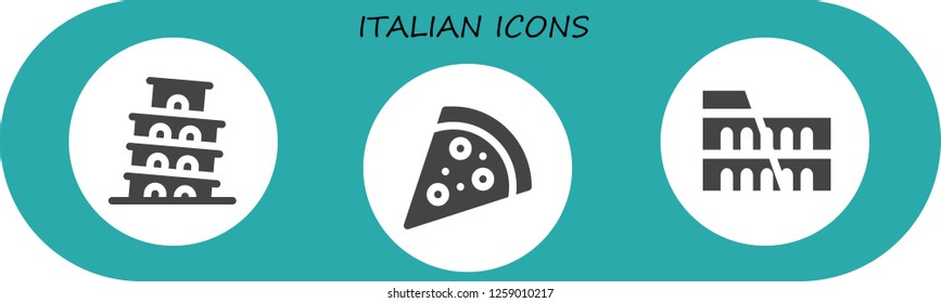  italian icon set. 3 filled italian icons. Simple modern icons about  - Pisa, Pizza, Colosseum