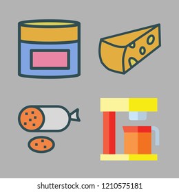 italian icon set. vector set about salami, coffee maker, cheese and cream icons set.