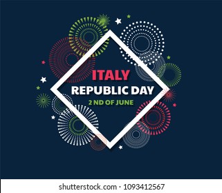 Italian independence day celebration. Second of June. Italian Republic Holiday. Happy independence day card. vector illustration