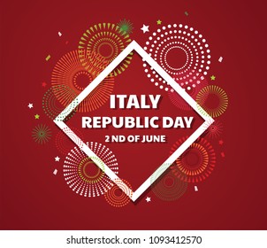 Italian independence day celebration. Second of June. Italian Republic Holiday. Happy independence day card. vector illustration