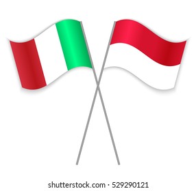 Italian Indonesian Crossed Flags Italy Combined Stock Vector (Royalty ...