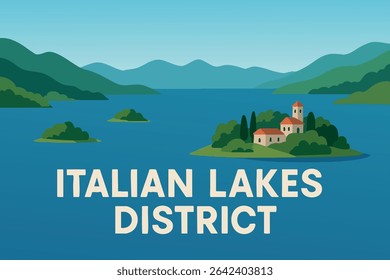 The Italian Lakes are nestled against a breathtaking mountain backdrop, creating a peaceful and serene landscape