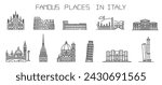 Italian landmarks icons set vector line illustrations icon editable stroke