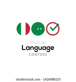 Italian language school logo course concept. Vector italian speak fluent course design.