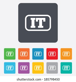 Italian language sign icon. IT Italy translation symbol with frame. Rounded squares 11 buttons. Vector