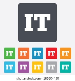Italian language sign icon. IT Italy translation symbol. Rounded squares 11 buttons. Vector