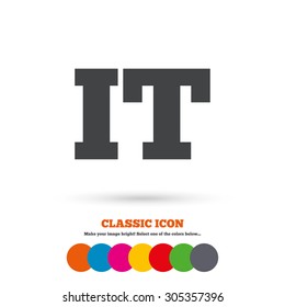 Italian language sign icon. IT Italy translation symbol. Classic flat icon. Colored circles. Vector