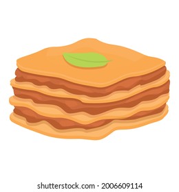 Italian lasagna icon cartoon vector. Pasta lasagne. Meat dish food