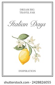 Italian Lemon Poster. Citrus Wall Art.