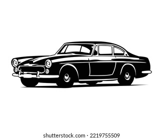 Italian luxury muscle car isolated on white background side view best for logo, badge, emblem, icon, available in eps 10.