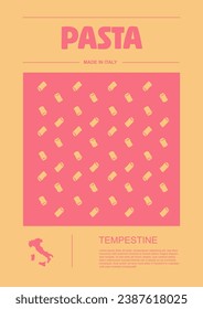 Italian macaroni types, labels for packages set. Tempestine pasta. Organic and natural product, gourmet ingredient for cooking dishes. Handmade and tasty. Vector in flat style