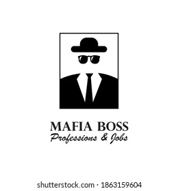 
Italian Mafioso. Illustration of man with hat, tie and suit. Black and white vector illustration.