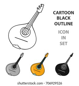Italian mandolin icon in cartoon style isolated on white background. Italy country symbol stock vector illustration.