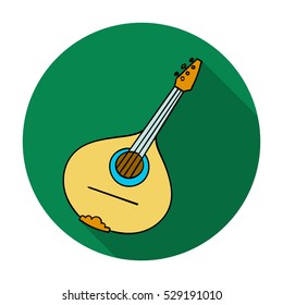 Italian mandolin icon in flat style isolated on white background. Italy country symbol stock vector illustration.