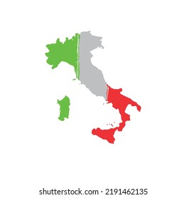 Italian Map flag green white red vectorized editable italy