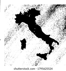 Italian map on vintage background. Black and white hand drawn illustration. Icon sign for print and labelling.