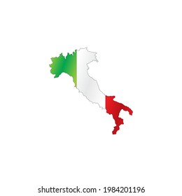 Mapa vectorial italiano con bandera alta en fondo blanco