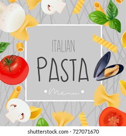Italian menu design. Vector realistic template.