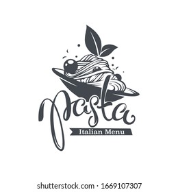 Italian  Menu,  pasta image hand drawn lettering composition for yout logo, emblem, label