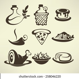 Italian menu, vector collection of food and beverages symbols