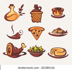 Italian menu, vector collection of food and beverages symbols