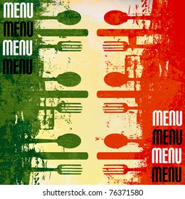 Italian Menu Vector template over a flag of Italy