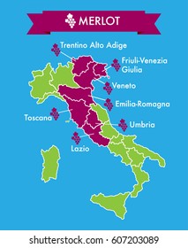 Italian merlot regions vector illustration
