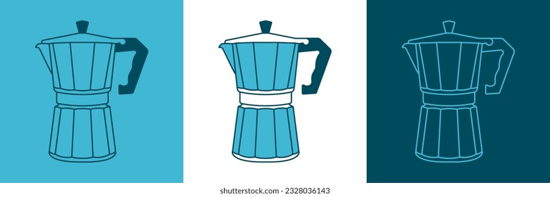 Italian moka pot vector isolated. Set of coffee pots outline icons.