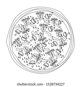 italian mushroom pizza icon over white background, vector illustration