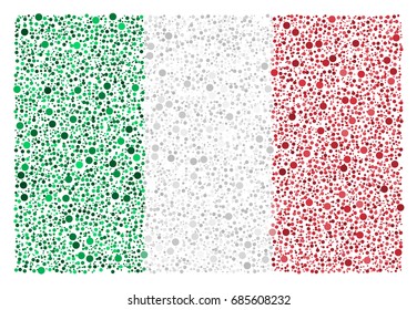 Italian national flag - the flag of Italy made of small red, white, green circles