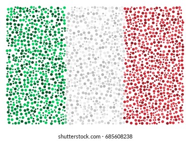 Italian national flag - the flag of Italy made of small red, white, green circles