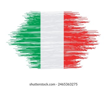 Italian national flag with paint brush strokes