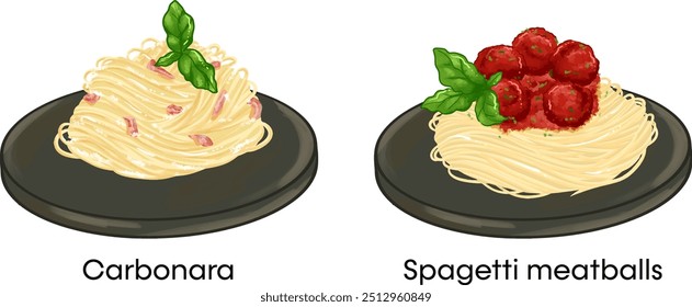 Conjunto de Ilustração de Comida Nacional Italiano 