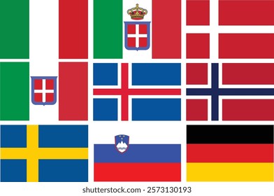 Italian, Nordic Contries and Other Flags