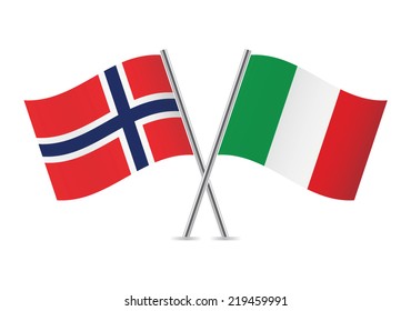 Italian and Norwegian flags. Vector illustration.