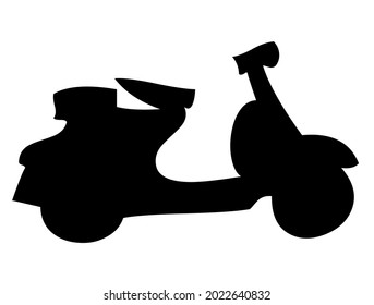 An Italian old, classic, retro style scooter since 1946, moped, motorcycle, motorbike, symbol, vector, illustration in black and white color, isolated on white background