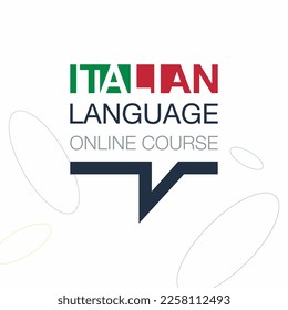 Italian Online language course iconic logo. Fluent speaking foreign language. Concept of Online education logo. Vector illustration