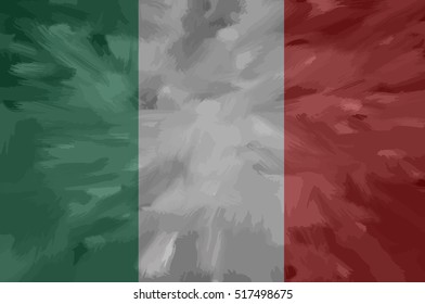 Italian painted / drawn vector flag. Dramatic, unusual look. Vector file contains flag and texture layers